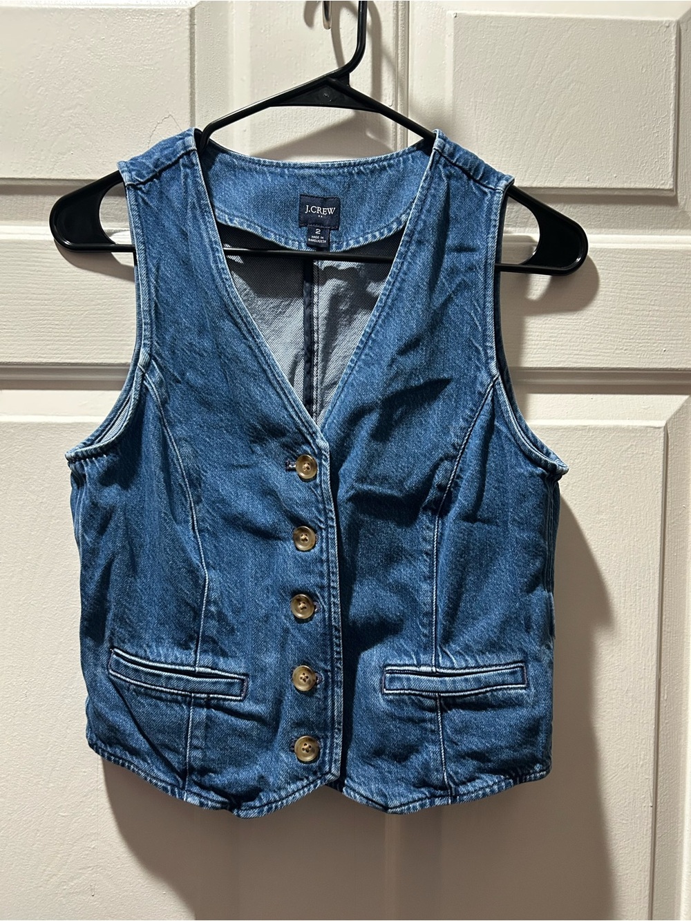 J. Crew Factory Denim Vest with Button Front in Faded Indigo Blue Size 2
